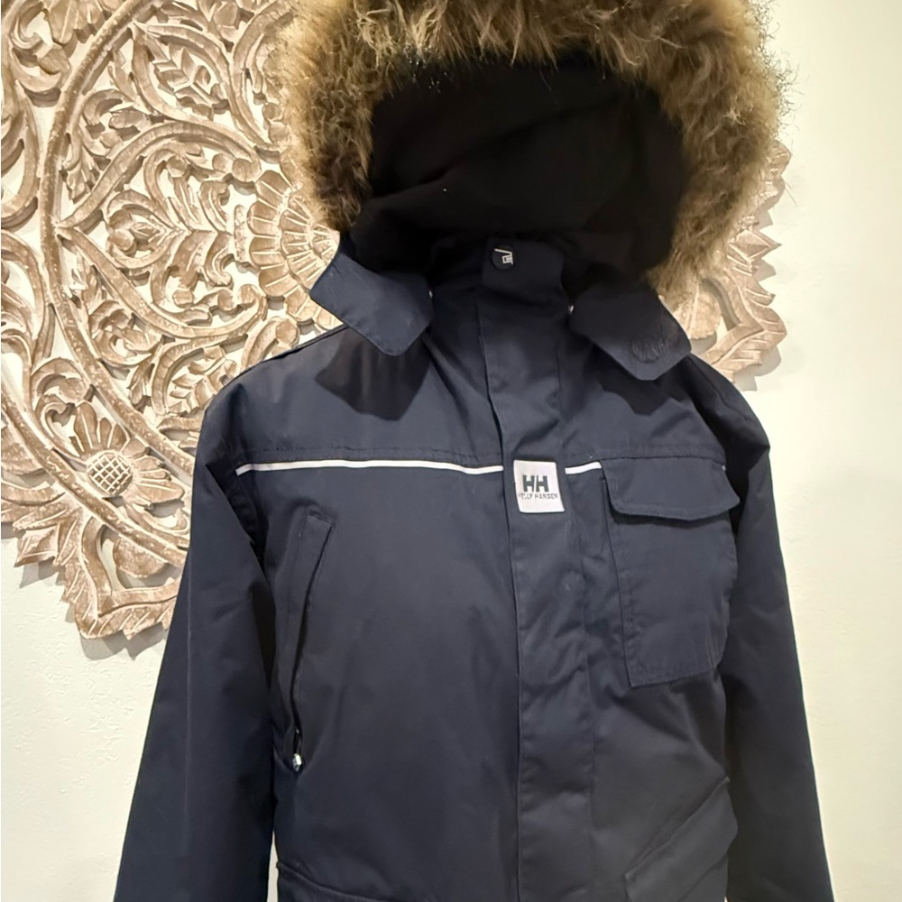 Helly Hansen Navy Jacket with Faux Fur Hood